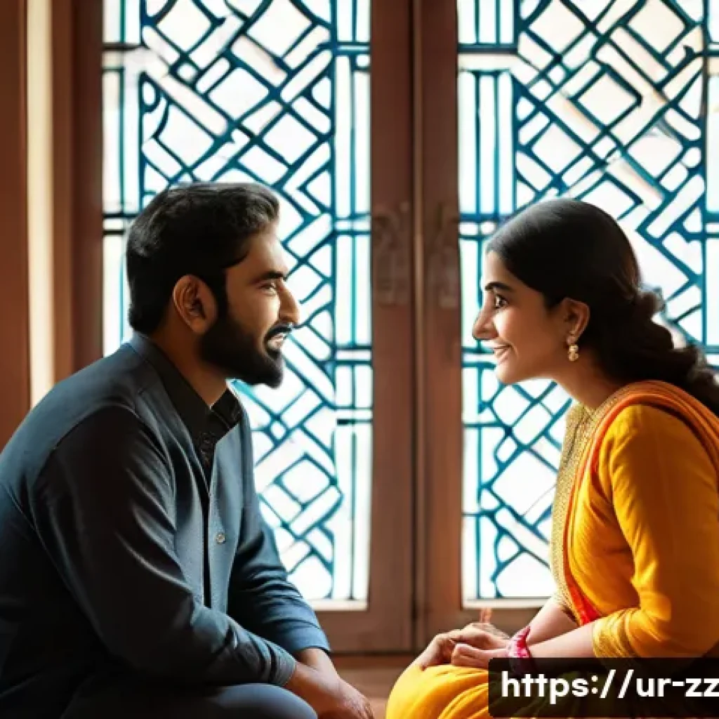 생성적 대화법의 감정적 접근 - A warm, intimate scene showing two South Asian adults engaged in deep conversation in a cozy living ...